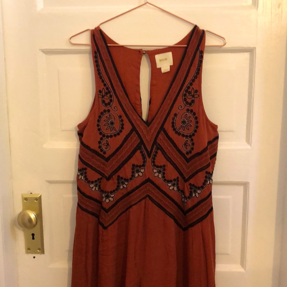Maeve for Anthropologie Women’s Wide-Leg Rust Colored Jumpsuit